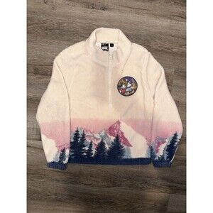 DISNEY Mickey & Minnie Mouse Girls Fleece Pullover Youth Size LPink 1/2 Zip